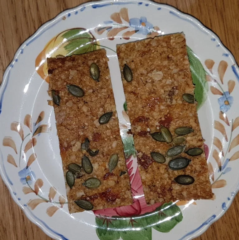 Dairy-free, Gluten-free, Vegan Flapjack, Linseed Flaxjack Apricot Pumpkin seed