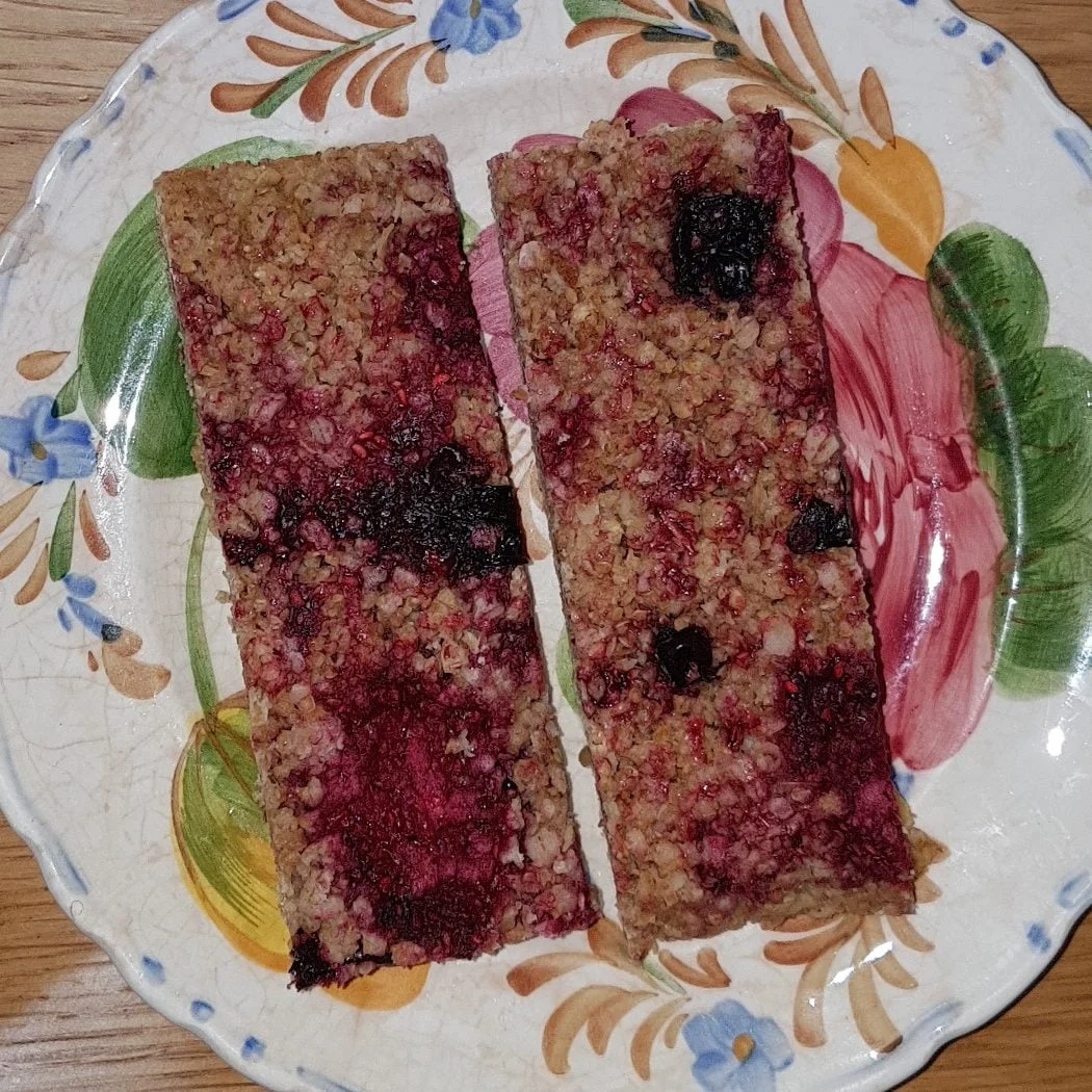 Dairy-free, Gluten-free, Vegan Flapjack, Linseed Flaxjack Mixed Berry