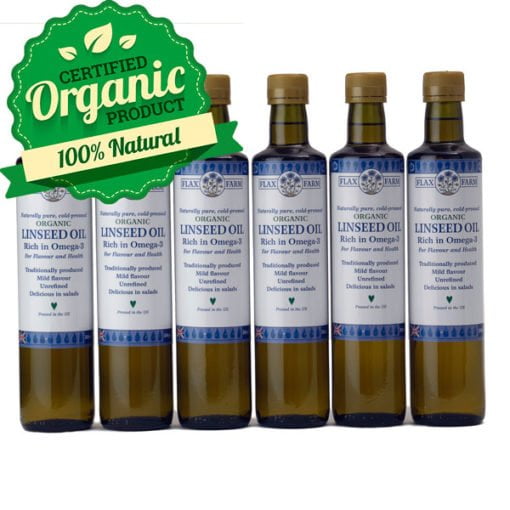Organic cold pressed linseed flax oil 6 x-500ml