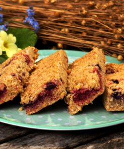 Mixed berry Linseed Flaxjacks luxury healthy gluten-free vegan flapjacks