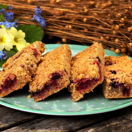 Mixed berry Linseed Flaxjacks luxury healthy gluten-free vegan flapjacks
