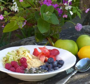 Gluten-free, oat-free, linseed, flax healthy Bircher muesli