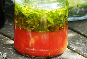 Flaxseed linseed salad dressing omega-3 with herbs an dgarlic
