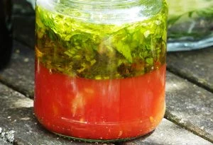 Flaxseed linseed salad dressing omega-3 with herbs an dgarlic
