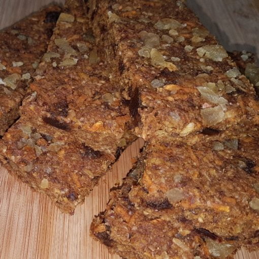 Gluten-free Sugar-free Ginger :Parkin Flapjack Linseed Flaxjack