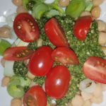 Linseed oil pesto with nettles basil, wild garlic