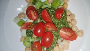 Linseed oil pesto with nettles basil, wild garlic