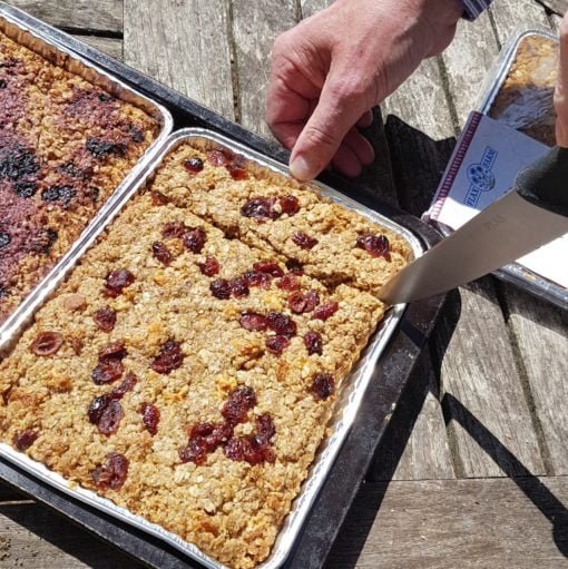 Cranberry Apple cinnamon luxury homemade flapjacks with linseed