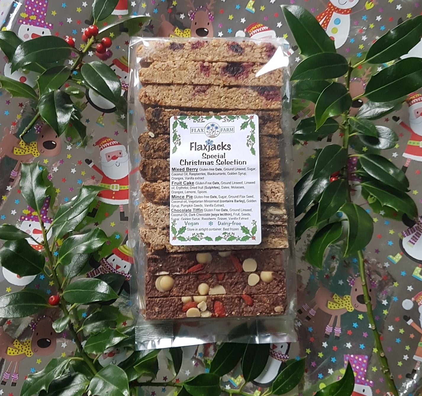 Gluten-free Christmas mincepie flapjacks with flax Dairy-free Vegan