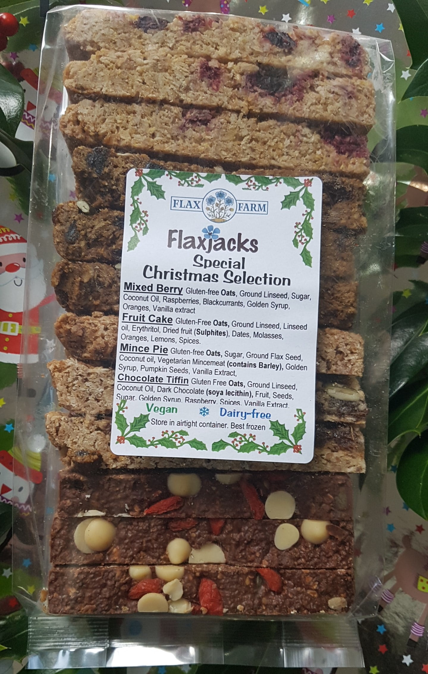 Gluten-free Christmas mincepie flapjacks with flax Dairy-free Vegan