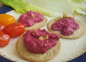 Beetroot, Walnut and Flaxseed Oil dip, spread pate, vegan