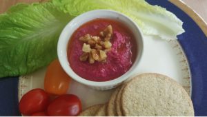 Beetroot, Walnut and Flaxseed Oil dip, spread pate, vegan, omega-3