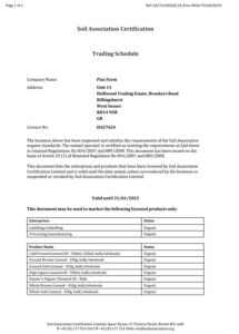 Flax Farm Organic trading schedule 1